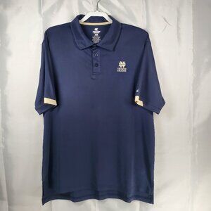 Colosseum Navy Polo Tan Accent on Sleeve Notre Dame Embroidered Logo Irish Sz XL
